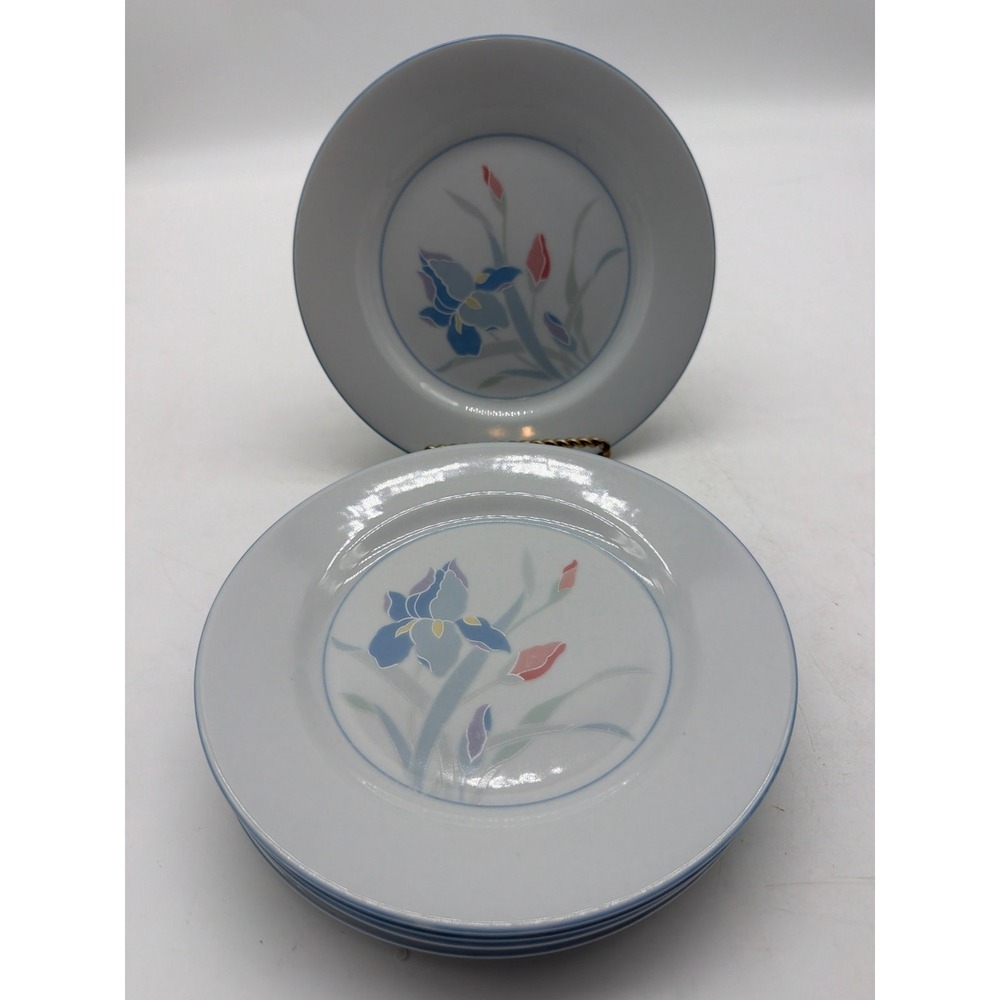 VTG Fresh Flowers Iris Pattern by Excel 7" Bread/Dessert‎ Plates Set of 5